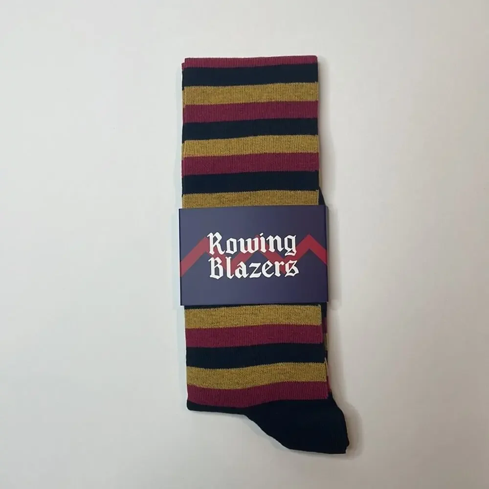 NWT rowing blazers over the knee striped socks -  black yellow and red